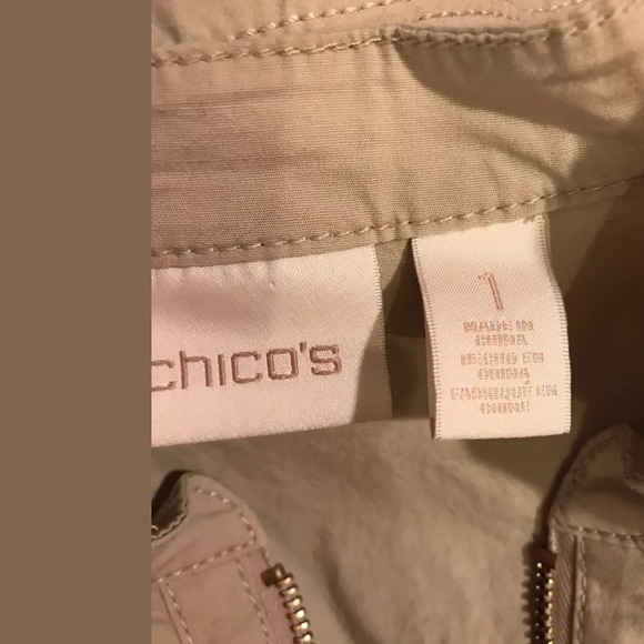 CHICOS Crochet Mix Jacket Coat Tan Beige Full Zip Closure Pockets Lace Basic - Picture 6 of 10